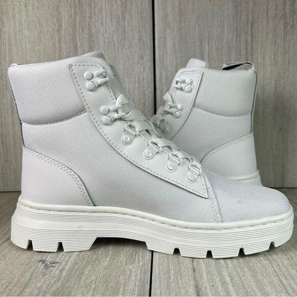 NEW Dr. Martens Docs Combs White Canvas Lace Up Combat Boot Shoes Women’s Size 9 - Picture 5 of 10